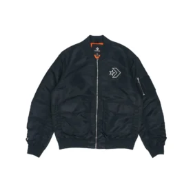 SS22 Logo volná sportovní retro letecká bundy unisex černá SS22 Logo volná sportovní retro letecká bundy unisex černá