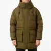 Středně dlouhá bundy s výplní z prachového peří, asijské velikosti „Olive Green“