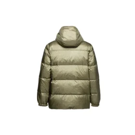 Středně dlouhá potištěná péřová bundy, asijské velikosti „Metallic Green“ Středně dlouhá potištěná péřová bundy, asijské velikosti „Metallic Green“