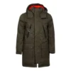 Středně dlouhá potištěná péřová bundy Sideline, asijské velikosti „Olive Green“