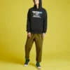 Tkané ležérní kalhoty se zúženými rovnými nohavicemi, asijské velikosti „Dark Moss Green“