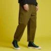 Tkané ležérní kalhoty se zúženými rovnými nohavicemi, asijské velikosti „Dark Moss Green“