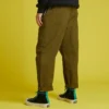 Tkané ležérní kalhoty se zúženými rovnými nohavicemi, asijské velikosti „Dark Moss Green“