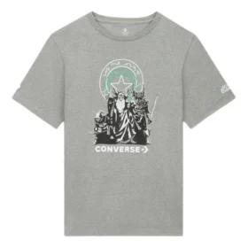 Tričko Converse x Dungeons & Dragons s postavou, asijské velikosti „Vintage Grey Heather“ Tričko Converse x Dungeons & Dragons s postavou, asijské velikosti „Vintage Grey Heather“