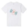 Tričko s deformovanou nášivkou, asijské velikosti „White Orange Teal“
