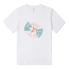 Tričko s deformovanou nášivkou, asijské velikosti „White Orange Teal“ Tričko s deformovanou nášivkou, asijské velikosti „White Orange Teal“