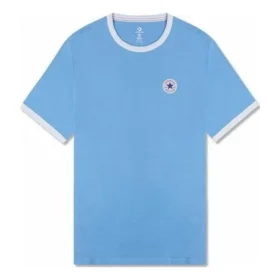 Tričko s krátkým rukávem a pruhy, asijské velikosti „Light Blue“ Tričko s krátkým rukávem a pruhy, asijské velikosti „Light Blue“