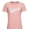 Tričko s logem uprostřed přední strany, asijské velikosti „Pink White“