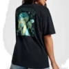 Tričko s potiskem houby, asijské velikosti „Black Teal“