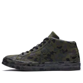 Unisexové skateboardingové boty One Star Retro Mid Tops v kamuflážové zelené barvě