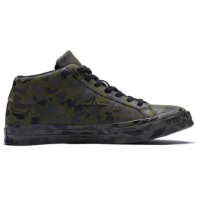 Unisexové skateboardingové boty One Star Retro Mid Tops v kamuflážové zelené barvě